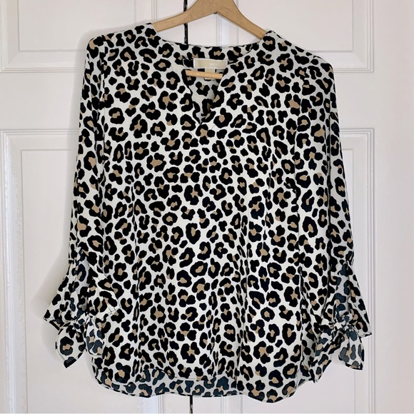 MICHAEL Michael Kors Tops - Michael Kors Leopard Print Blouse / Tunic, Sz M, Animal Print Trendy Fall Autumn
